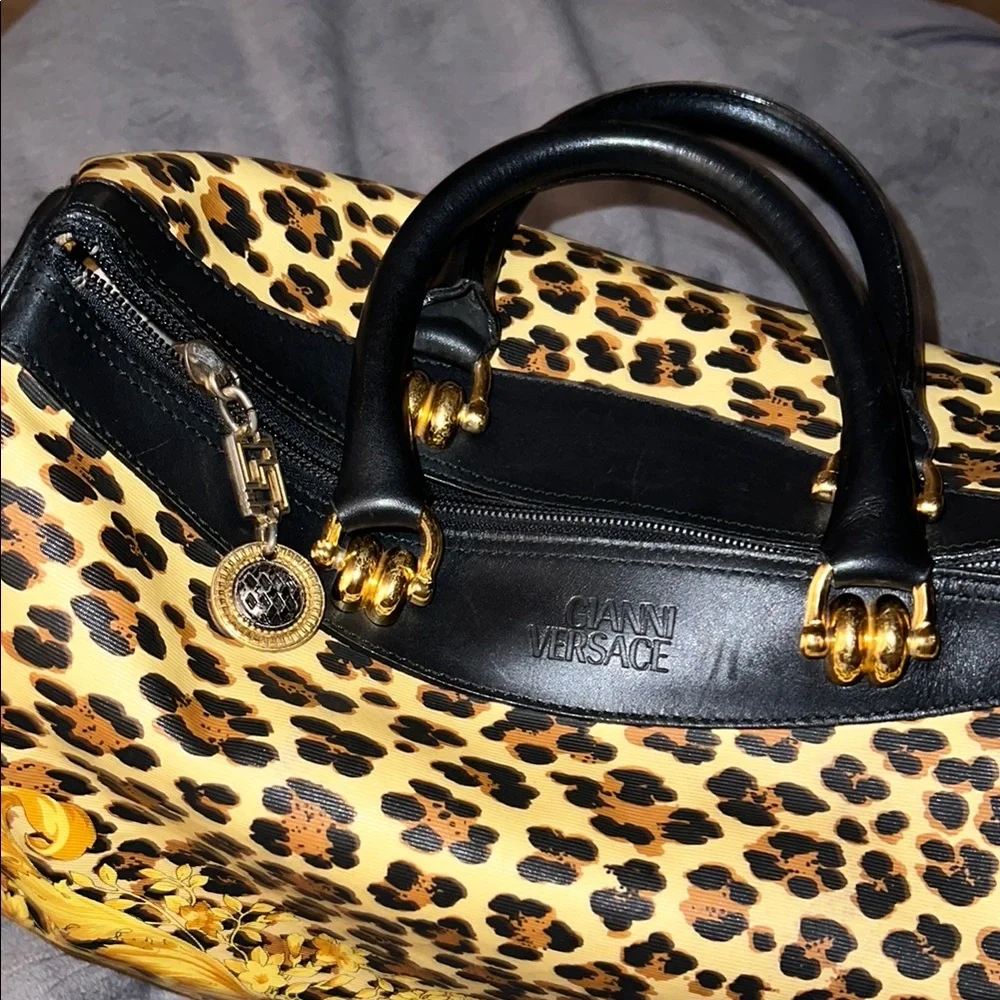 Versace Baroque Sunburst “Boston” Bag with Leopard Accents - Picture 3 of 8